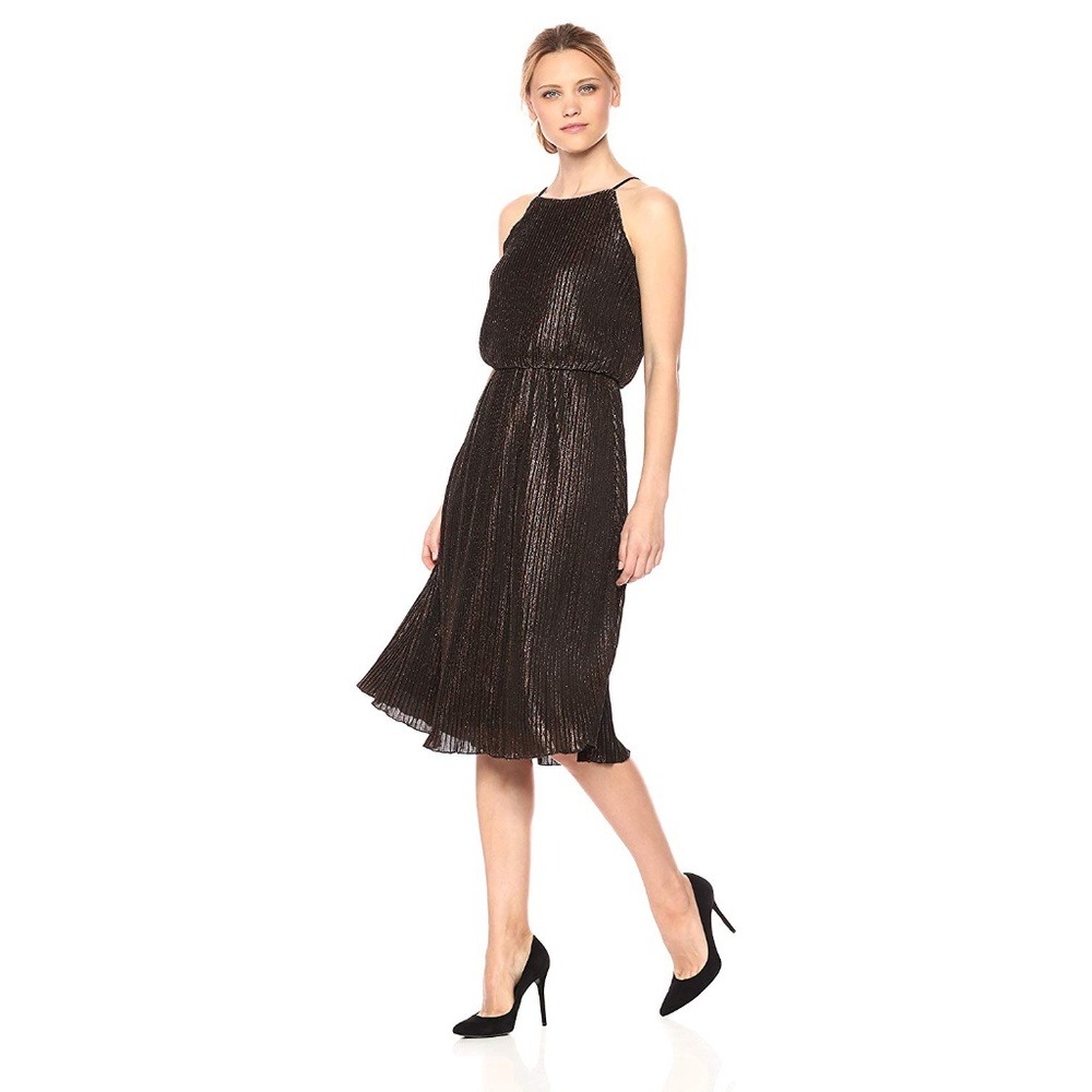 Julia Jordan Midi Metallic Jacquard Dress